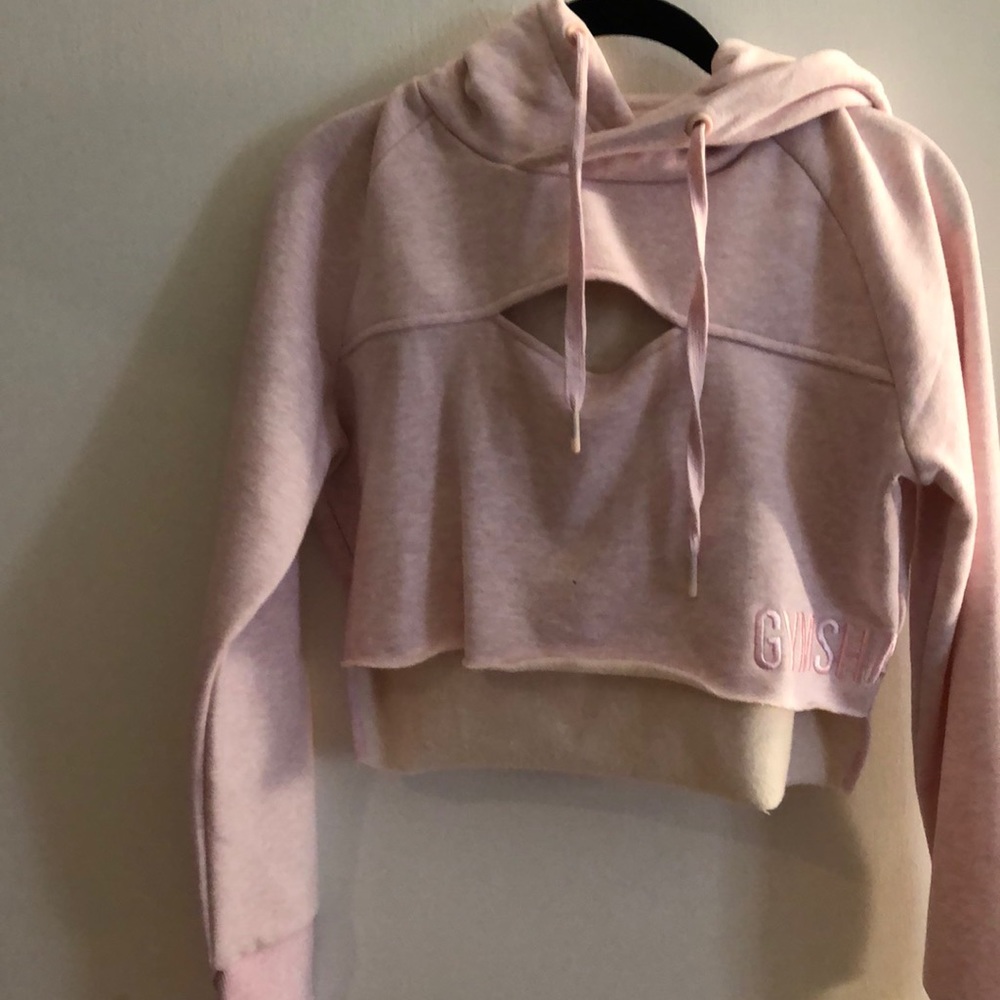 Gym shark chalk pink crop top sweater